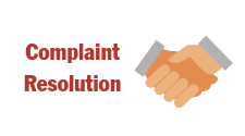 complaint This is the icon for complaint resolution that includes a drawing of a handshake. It is the hotlink buttom to navigate to the complaint resolution page.
