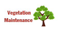 Web buttons This is an icon that says, "Vegetation Maintenance" and has a drawing of a tree. It is used on the site as a click through hotlink button to take you to the Vegetation maintenance page of the website.