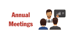 annual meetings This is a graphic used for the Annual Meetings of Tri-County Electric. The image depicts a man making a presentation of a graphic and two people listening.